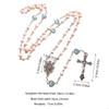 White Acrylic Pearl Long Catholic Necklace Cross Pendant Rosary Necklace Jesus Religious Jewelry Gift