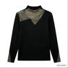 Autumn/Winter Rhinestone Long-Sleeve Top: Age-Reducing, Warm, Half-High Collar Fleece Base Layer Shirt