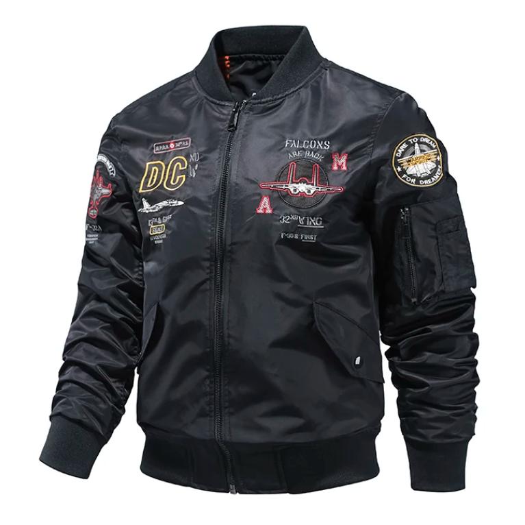 Herrjacka Höst Air Force Bomberjacka Herrbroderi Baseball Uniform Casual jacka