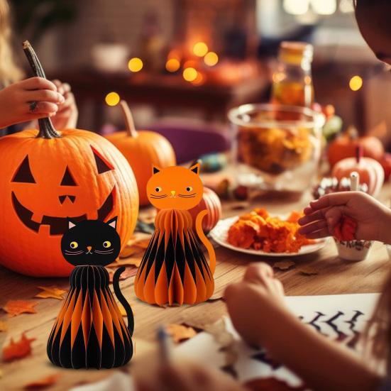 2Pcs Halloween Arrangement Props Super Cool Statue Festivals Halloween Decoration Pattern Cat Styling