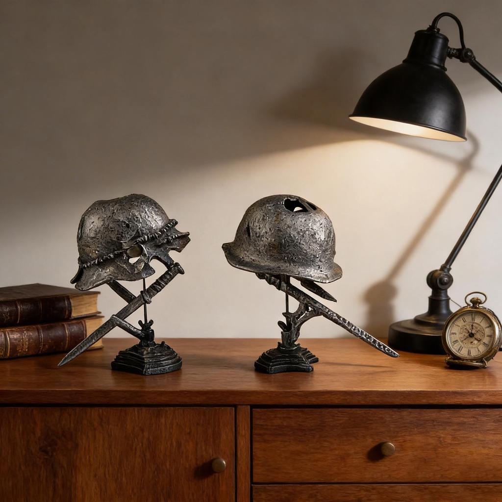 Retro Wartime - Resin With Vintage Military , Decorative, Suitable For Buffs And Themed Home Décor (without String Lights)
