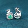 Cute Fmeale Blue Fire Opal Stone Square Clip Earrings Vintage  Color Wedding Jewelry For Women