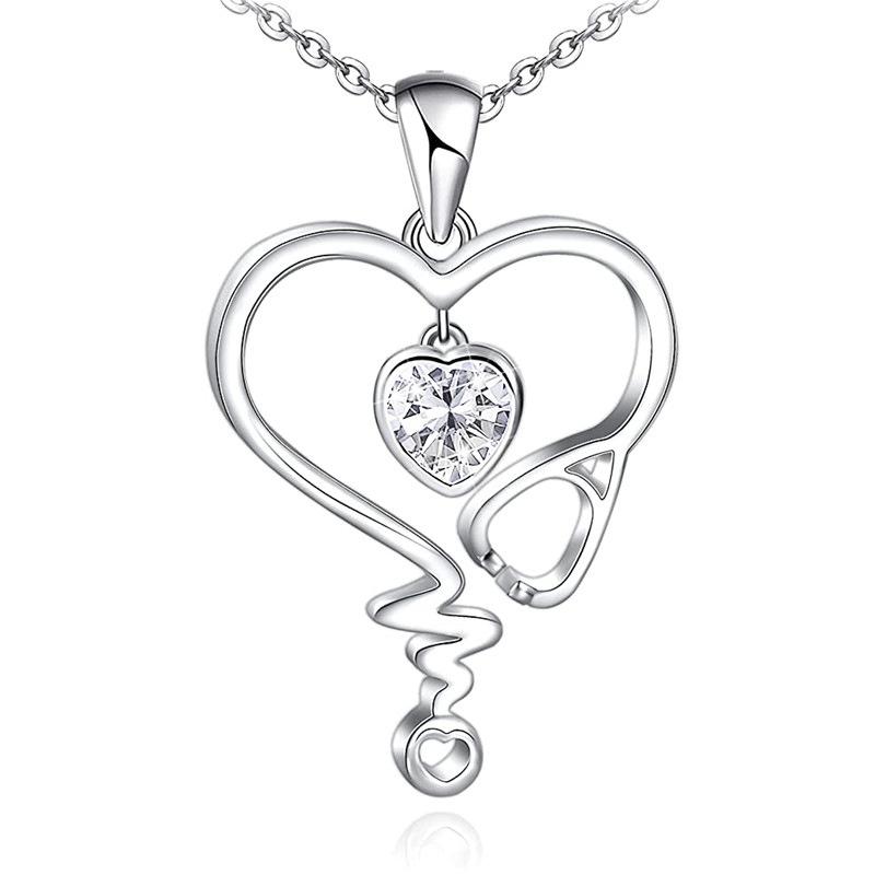 Creative Stethoscope Heart-shaped Pendant Necklace, Exquisite Jewelry for Daily Wear, Nurse's Day Gift, Holiday Gift