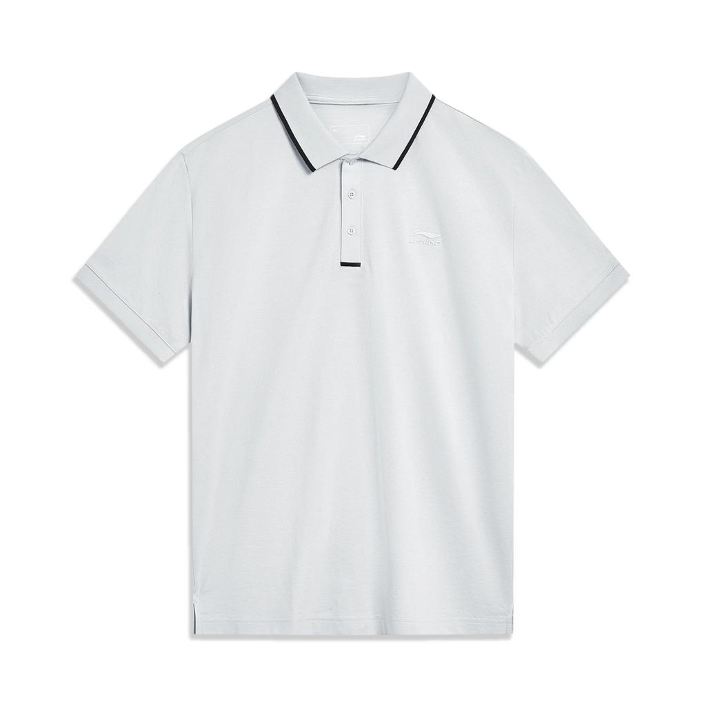 Li Ning Color Block Polo Shirt Men Tops Stone-Gray APLT097-3