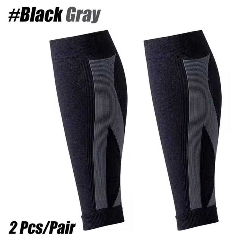 

1 пара компрессионных рукавов для икр для мужчин и женщин - компрессионные носки без носка для поддержки при варикозном расширении вен, для медсестер, при беременности, для бега XL серый/чёрный