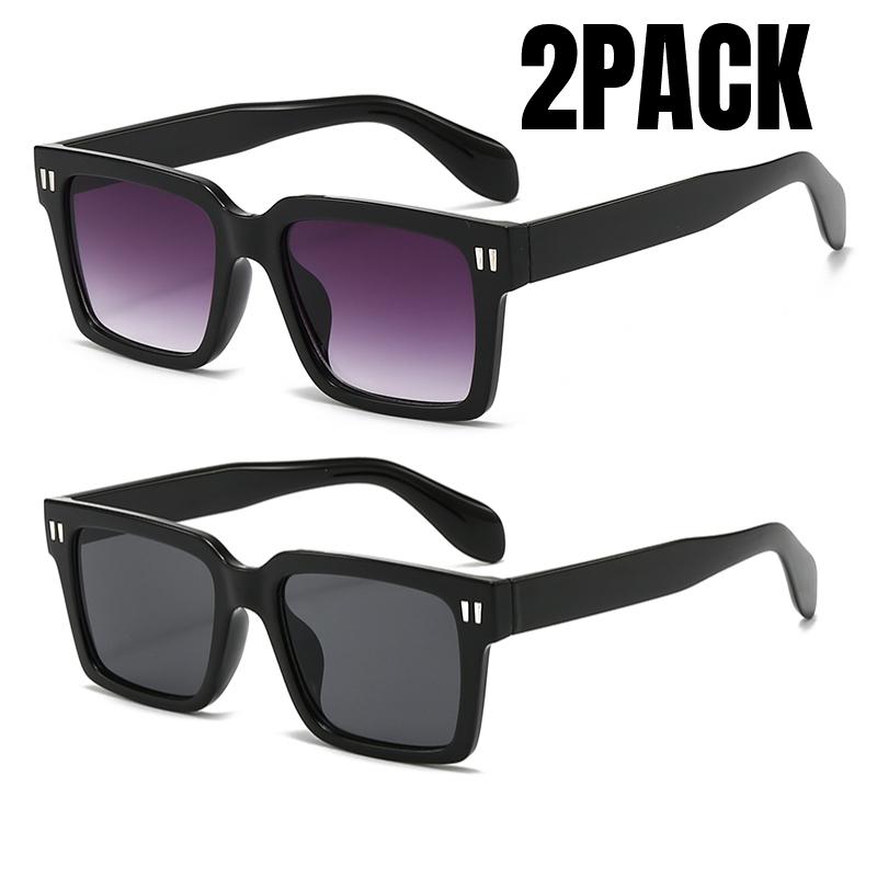 2PACK Classic Rivet Arrow Luxury Brand Designer Square Sunglasses Women for Men Popular Vintage Punk Outdoor Driving Glasses