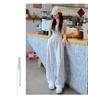 White Floral Yamamoto Women's Slim Straight Wide-Leg Bow Pants - 2025 Summer Collection.