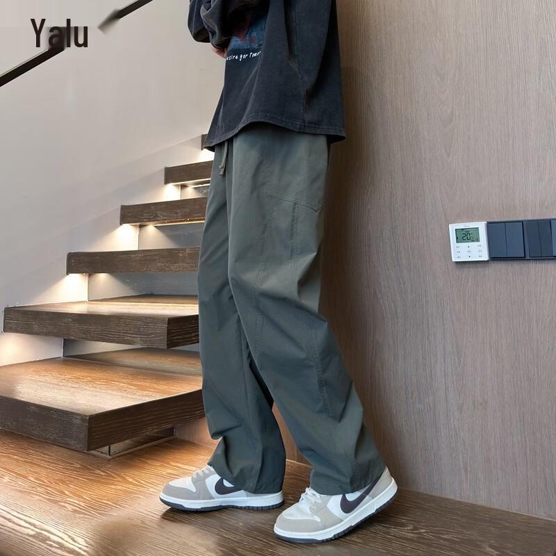 Yalu Men s American Style Ice Silk Loose Workwear Pants M