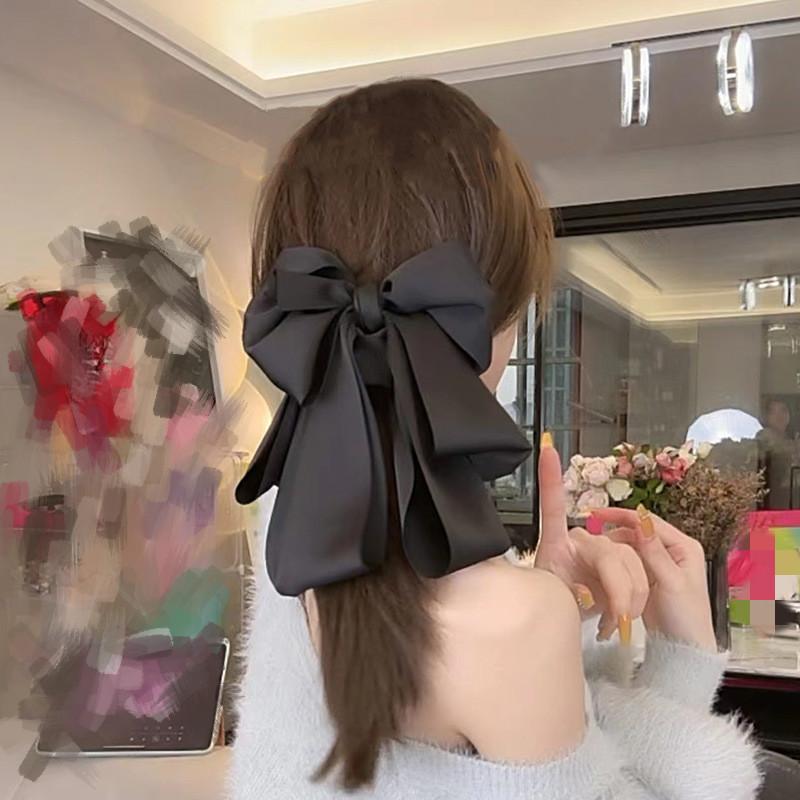 Korean Fashion Big Bow Hair Claw Ribbon Black White Two-sided Hair Clip Claw Clamp Headwear Girls Women Hair Accessories