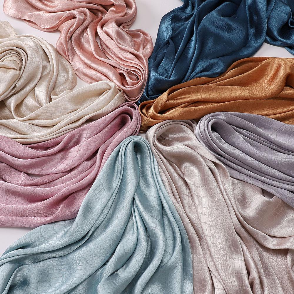 Malaysia's New Imitation Silky Satin Jacquard Crocodile Pattern Long Towel, Women's Shawl Bag Head Cover