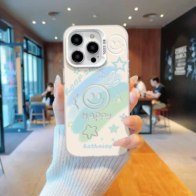 The new trendy brand smiley face is suitable for iphone17 mobile phone case Apple 15promax/14 Europe and America 13pro12/16e.