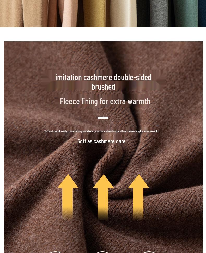 Women's Slim Fit Faux Cashmere Turtleneck Long Sleeve Top with Soft Fleece for Autumn/Winter