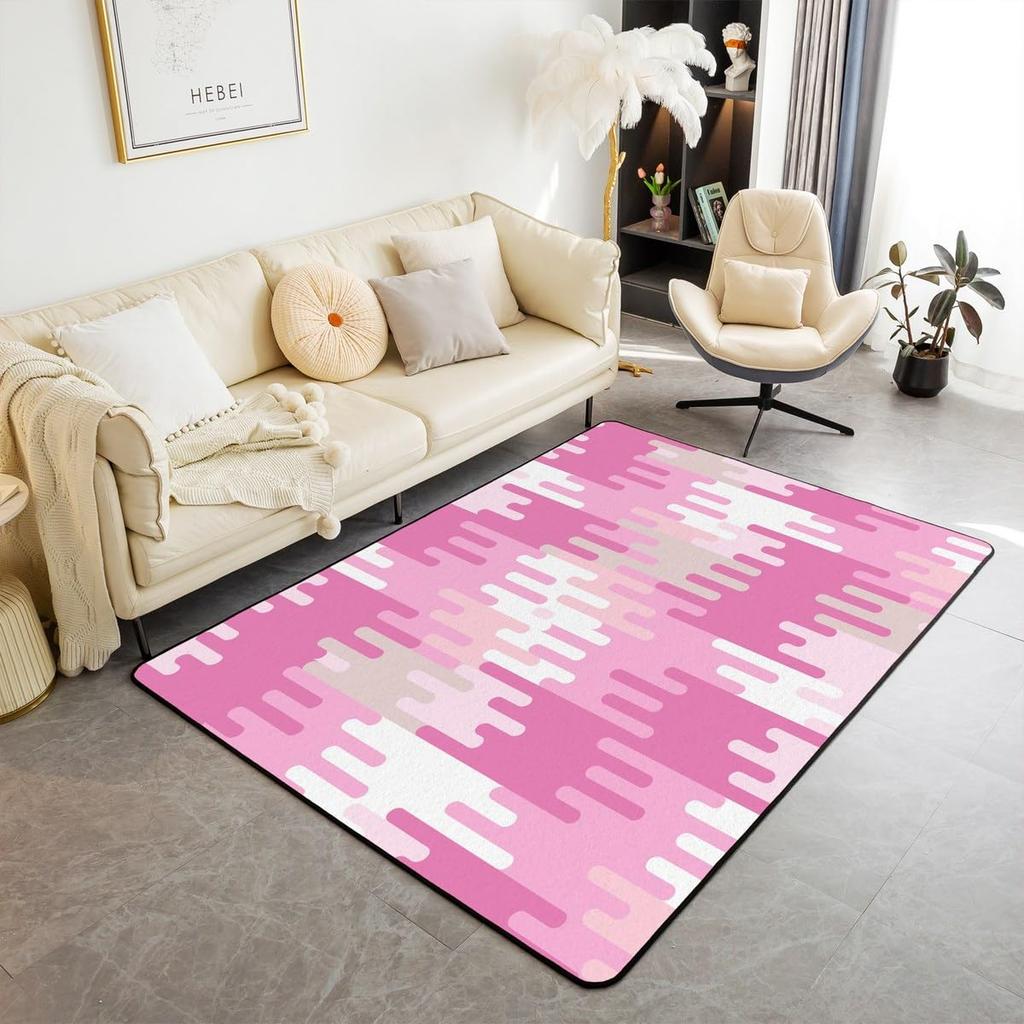 Erosebridal Pink Grey Black Abstract Area Rug 3x5 Geometric Spiral Modern Rug for Bedroom Living Room Abstract Stripe Ombre Fluid Carpet Dec