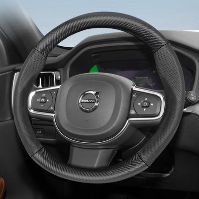 Suitable for Breathable Holes Leather Matte Carbon Fiber Texture Steering Wheel Cover Suitable for V40 V70 S60 C30 S40 S90 Xc90 
