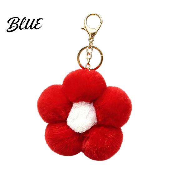 Metal Key Chain Plush Flower Keychain for Handbags, Five-petal Bag Charm, Aesthetic Handbag Pendant Fluffy Backpack Hanging Accessory Women