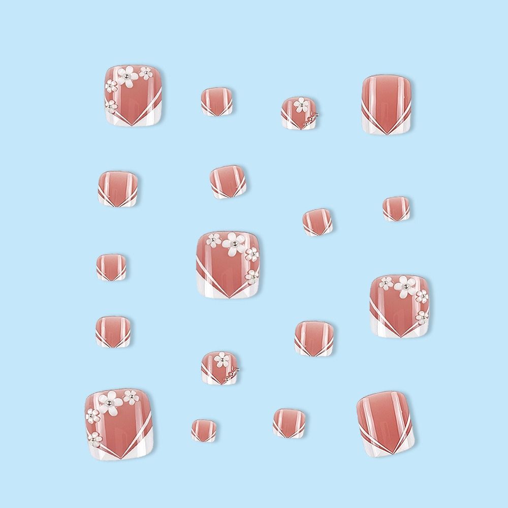 Faux Fingernails False Toe Nails Square Head Foot Nail Tips Detachable Fake Toenails  Women