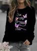 Butterfly Print Women's Round Neck Hoodie