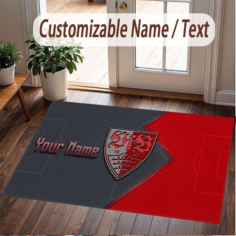 Custom Rug VfB Stuttgart FC Pattern Print Name Text Soft Non‑Slip Floor Carpet for Home Indoor Decoration