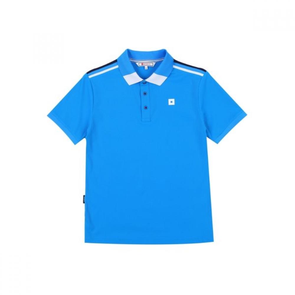 Onoff Men S Color Block Collar Neck ShorT Sleeve T ShirT Of9023ga Blue BLUE/52