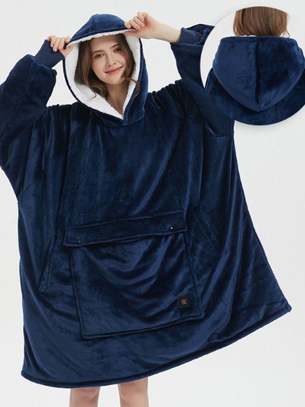 USB Heated Blanket Hooded Blanket Flannel Double-Layer Thickened Warm Pajamas