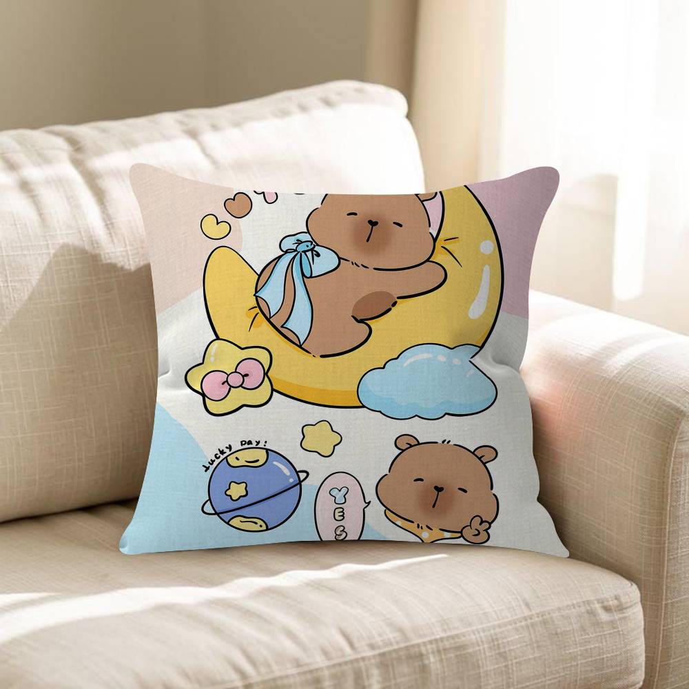 Cute Capybara Cushion Cover Pillowcase Upholstery Sofa Throw Pillow Home Decor Pillowcas