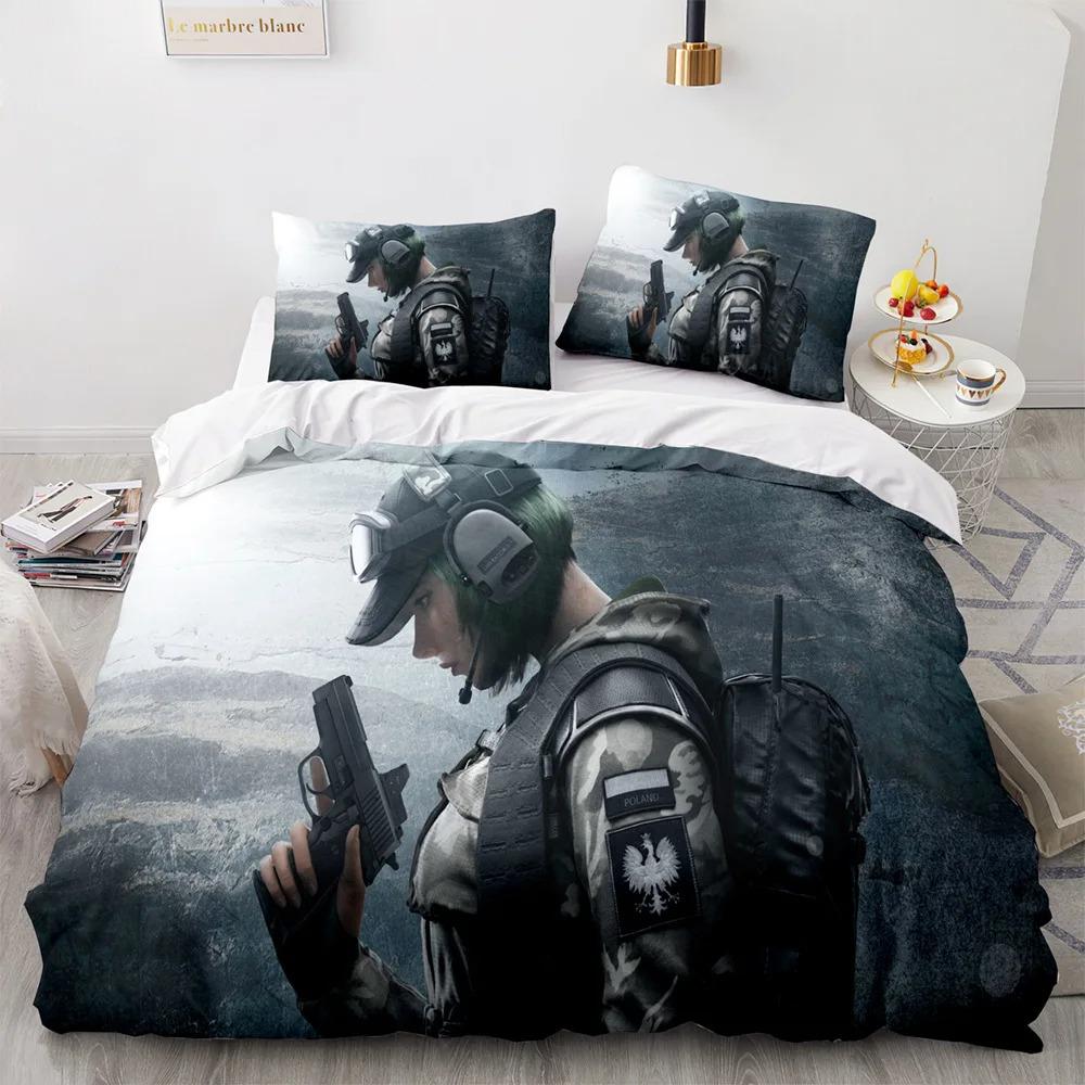 3D Bettwäsche Set Druck Tom C-Clancys R-Rainbow Six Siege Spiel Einzel-/Doppel-/Voll-/Queen-/King-Größe Erwachsenen Schlafzimmer Bettbezug Sets Anime