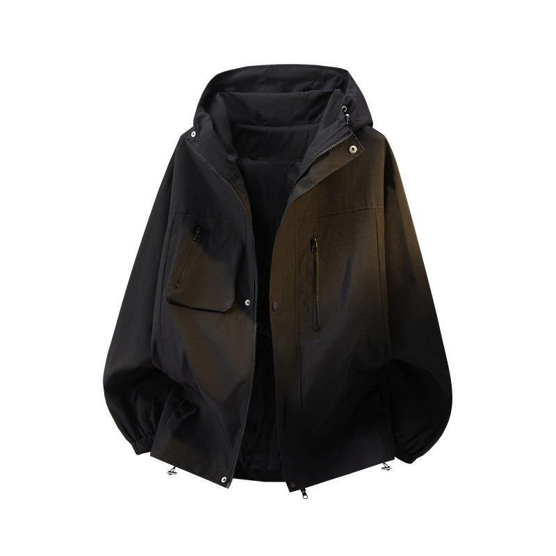 Dongjie Без логотипа Весна 2026 Новая водонепроницаемая куртка Мужская модная универсальная свободная большого размера Рабочая куртка Black 2XL