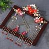 Zinc Zinc Alloy Bridal Headwear Tassel Earrings Hairpin Set Jewelry Wedding Hair Sticks  Girl