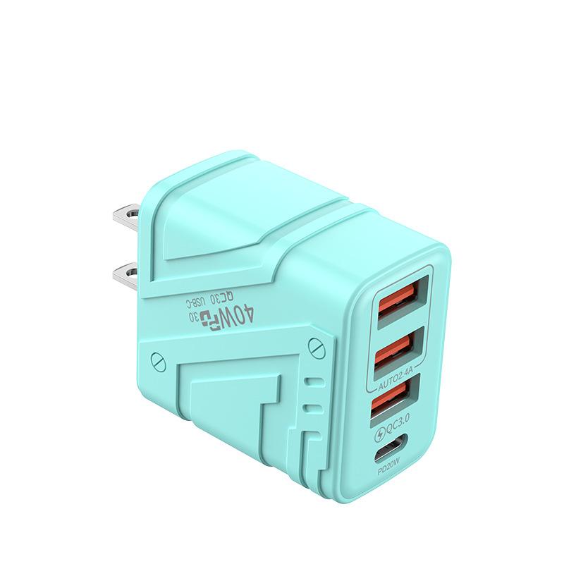 QGeeM 40W 3USB + Type C Phone Charger PD Quick Charging USB Type C Charger Adapter For Iphone Huawei Xiaomi