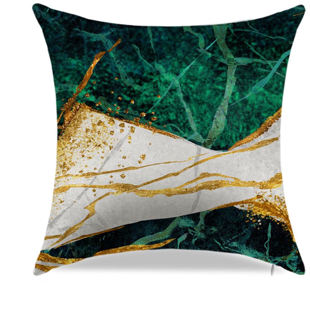 Home Decor Green And Gold Marbled Pattern Throw Pillow Pattern Cushion Cover Suitable For Sofa Bedroom Car Pillow Cover