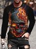 2025 New Fashion 3D Skull Printing Long Sleeve Hip Hop Trend Harajuku Men's Casual Top Men's Clothing