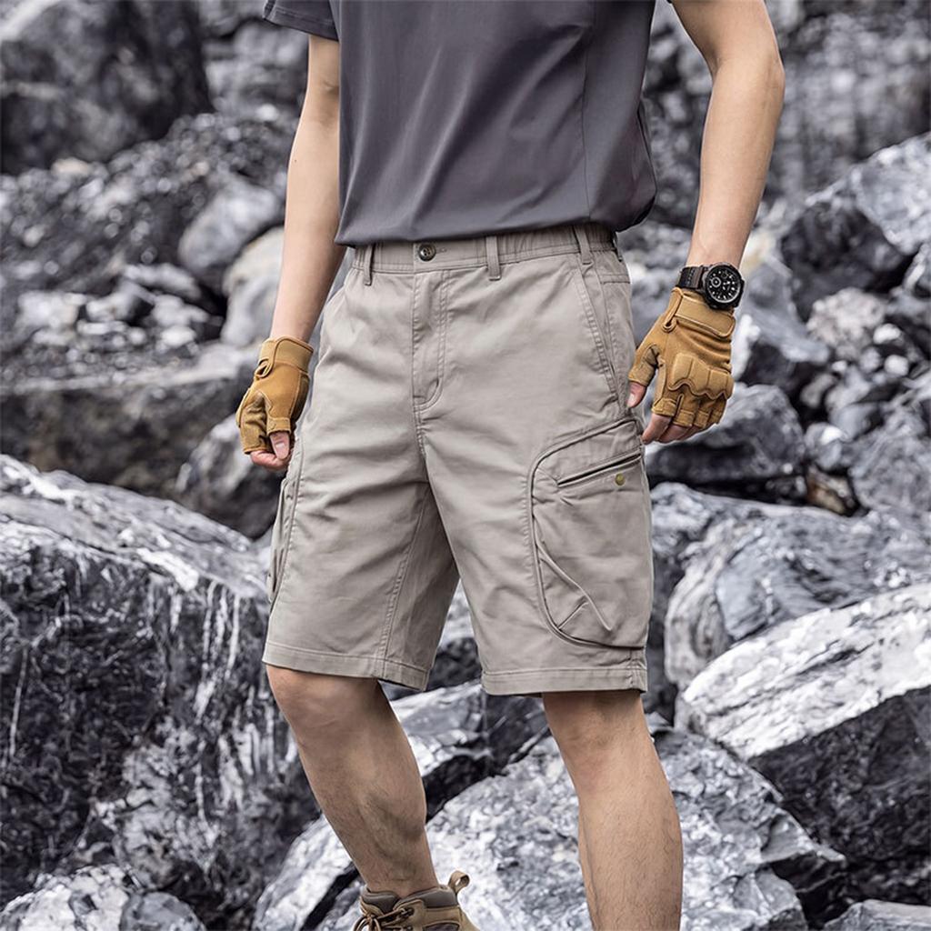 Mens Utility Cargo Shorts Multi Pocket Outdoor Workwear Five Pocket Design Relaxed Fit Functional Shorts
