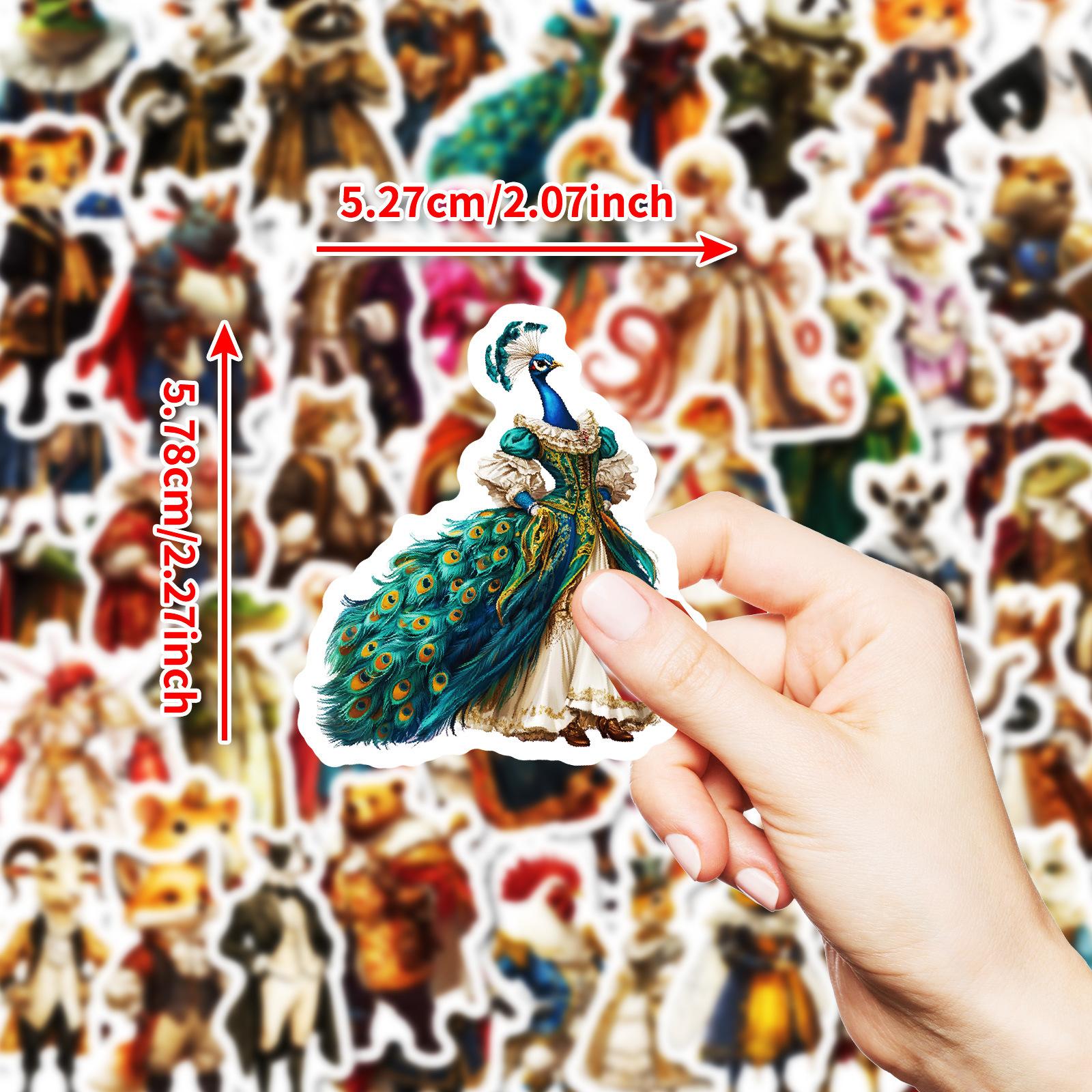 

50 Creative Anthropomorphic Classical Animal Material Stickers DIY Mobile Phone Case Skateboard Guitar Water Cup Decoration Stickers