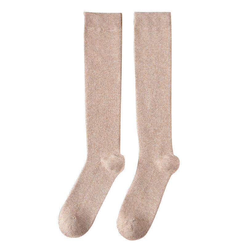 Female Spring and Autumn Pure Cotton Color Pressure Thin Leg Long Leg Socks