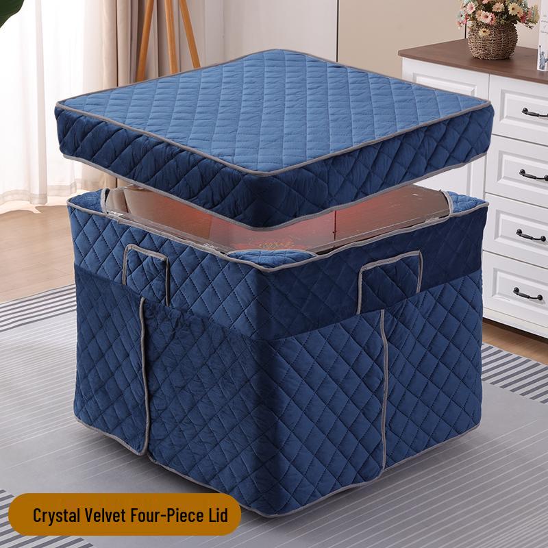 Plush Quilted Heated Fire Pit Table Cover: Winter-Ready Warm Blanket for Square Tables