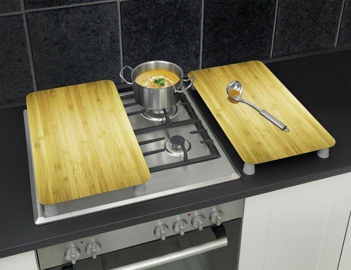 Plaque De Cuisson - WENKO - Bois Foncé - Lot De 2 - Verre Trempé - 30 X 52 Cm