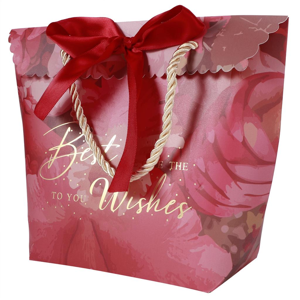 30PCS Portable Small Candy Bag Box for Gift Decoration Event Party Supplies Wedding Favours(Retro Red (Wine Red Ribbon