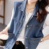 Women's Denim Vest Jacket Spring and Autumn Elegant Comfortable Ladies Coat Casual Sleeveless Female Cowboy Tank Top