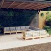Vidaxl 11-Cz. Garden Lounge Set, Grey Cushions, Pine