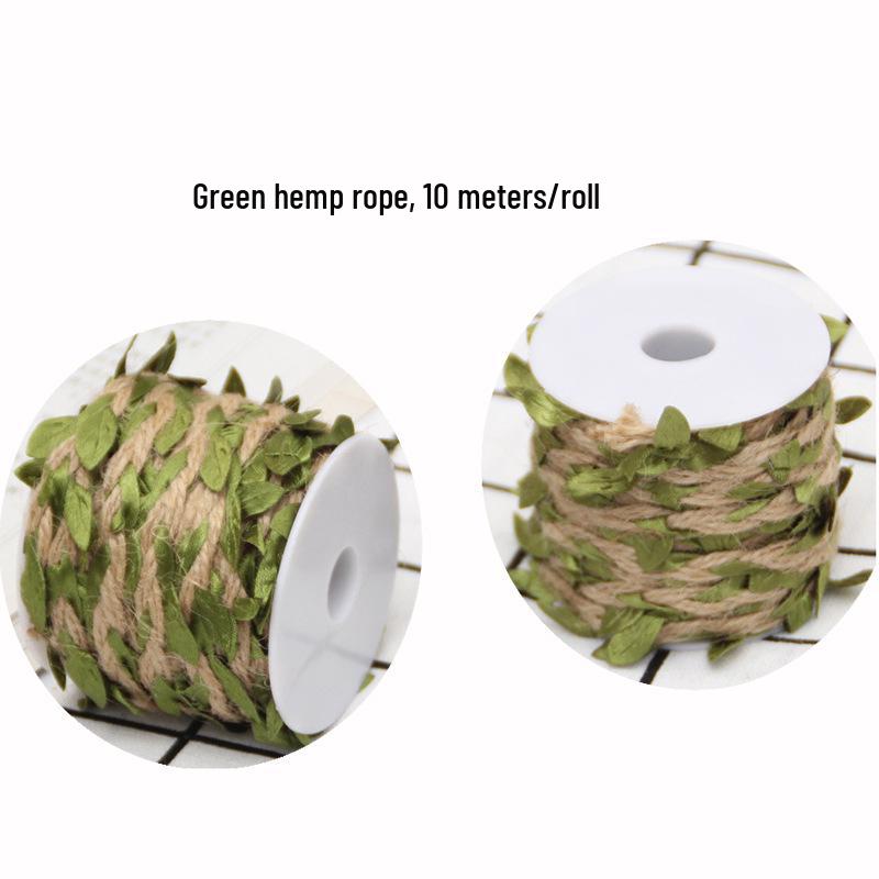 Green Leaf Hemp Rope - 10m Roll with Exquisite Packaging for Home Decoration.