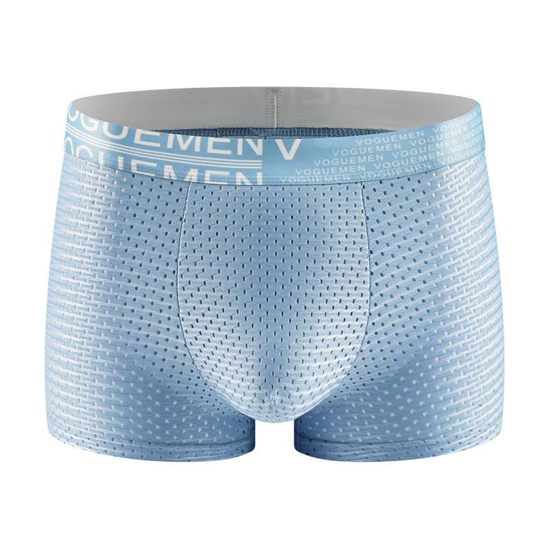 Men's Ice Silk Mesh Boxer Briefs - Thin, Breathable, Solid Color, Comfortable Underwear