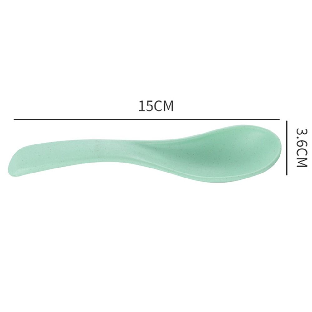 Eco Friendly Kids Kitchen Tableware Soup Spoon Long Handle Wheat Straw