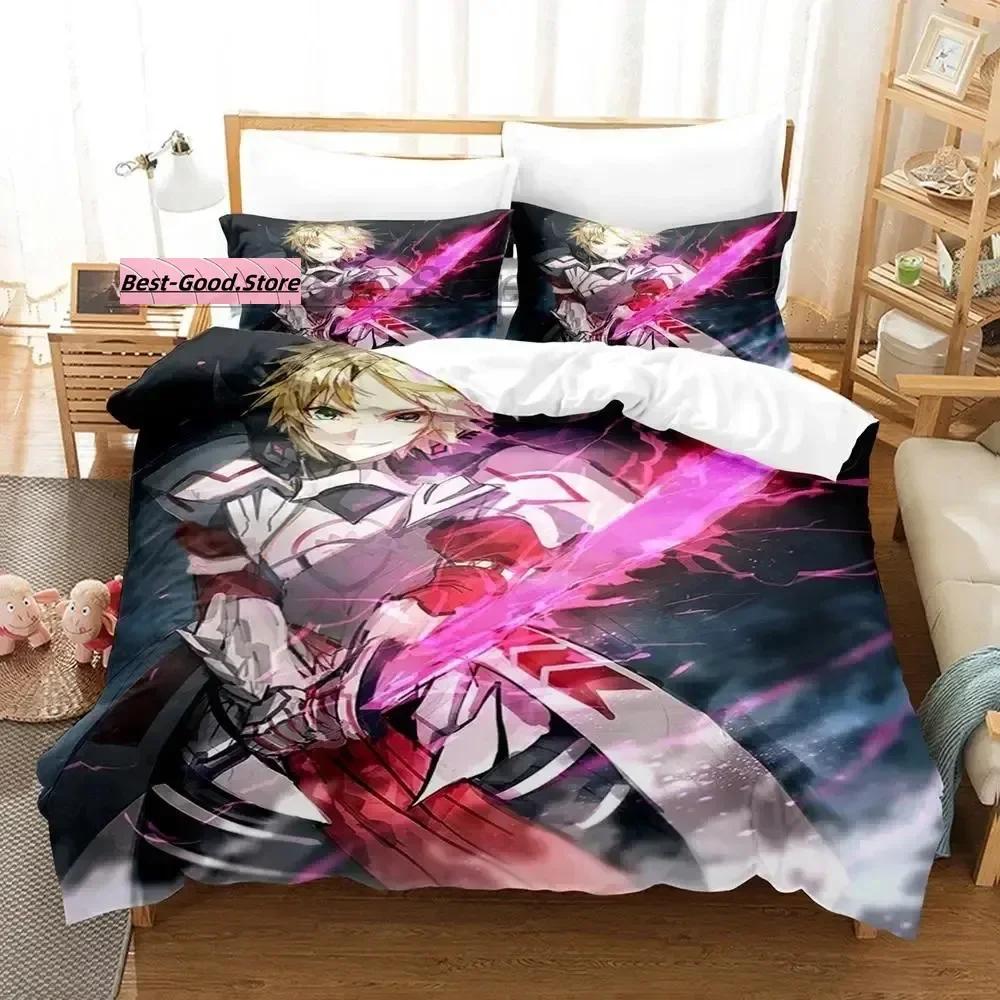 Fate Saber 3D-tryck Anime Sängklädesset Tryckt Påslakan Örngott Enkelt Dubbelt Queen Super King Size Set