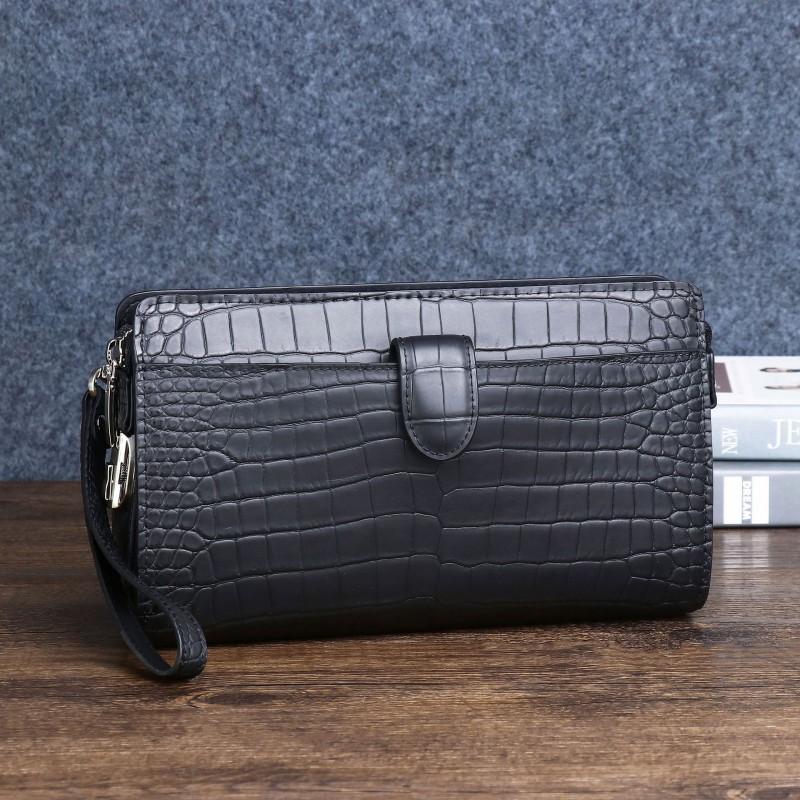 Misty Crocodile Belly Pattern Men s Password Lock Large Handbag Business Clip Bag Multifunctional Multi Card Wallet Trend 25x7x14
