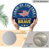 2D Flat, 1pc Round Aluminum "Land of The Free Because of The Brave" Patriotic Metal Sign, USA Map & American Flag Design, Waterproof & Durable, Easy
