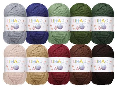 LIHAO 50g Acrylic Medium Knitting Weaving Yarn Yarn, 10-Color Set, Ball, Medium-Fine Yarn, Thick, Approx. 180m, Yarn,