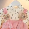Vestido de primavera y otoño para niñas 2024 Otoño Nuevo vestido de princesa de dos piezas falso coreano para bebé femenino