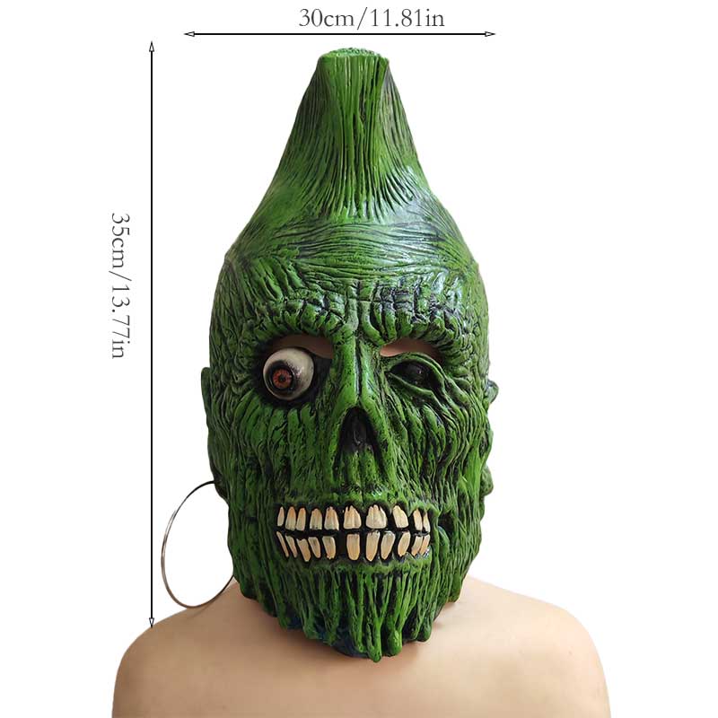 1pc Green Zombie Skull Mask, Halloween Mask, Haunted House Scene Layout, Scary and Scary Dress Up Props