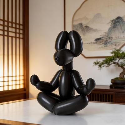 Kleine Meditationshund-Statue Lustige Ballon-Welpenfigur Niedliches Tierhandwerk für Wohnzimmer Schreibtisch Regal Dekoration
