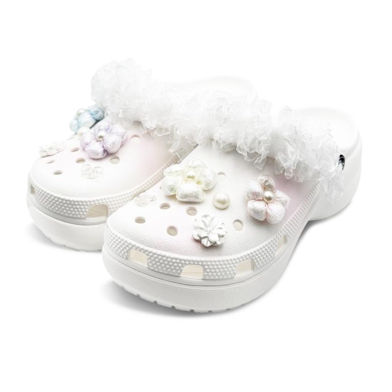 Crocs Classic Platform Clog EVA Sweet Fashion Trend Commuter Personality Simple Hole Shoes Women's White